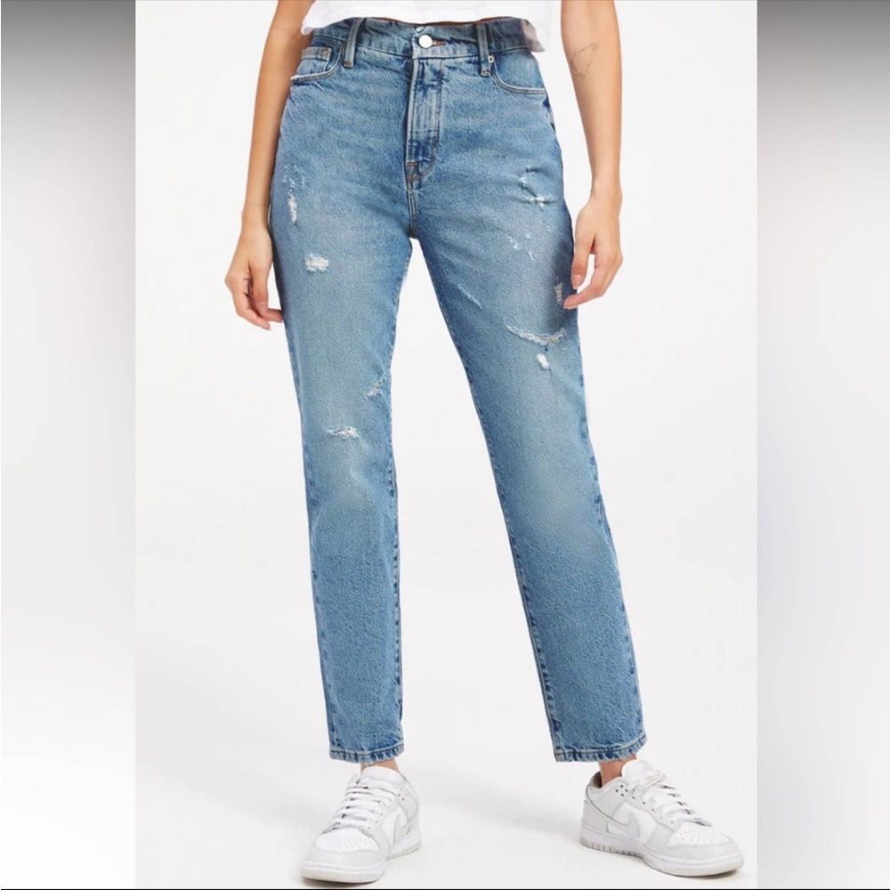 Good American NWT Good Classic distressed denim jeans size 8.